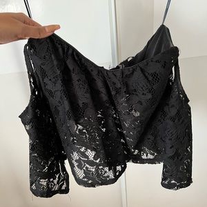 !LAST CHANCE! Black off shoulder Lacey bustier crop top